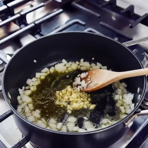 Add garlic and onion in butter