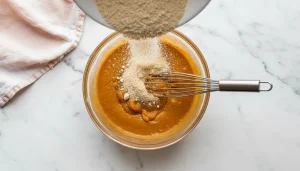 Mix dry ingredients with wet