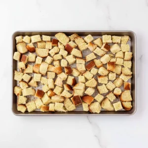 bread cubes in tray